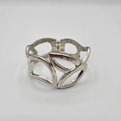 Silver Tone Cut Out Style Cuff Bracelet
