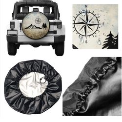 cozipink Nature Mountain Compass Spare Tire Cover Wheel Protectors Weatherproof Universal for Trailer Rv SUV Truck Camper Travel Trailer  15"  (15in)