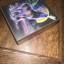 Hand Made Wolf Design Wooden Box