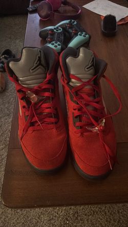 Air Jordan 5 Red Suede Sneakers