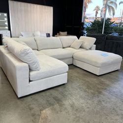 White Cream Cloud Sofa Sectional Chaise Couch 