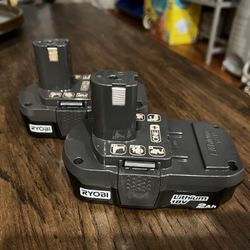 2x Ryobi One+ 2.0 Ah Batteries New 18v