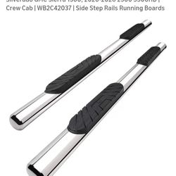  4" Nerf Bars Compatible with 2019-2026 Chevy Silverado GMC Sierra 1500; 2020-2026 2HD | Crew Cab | WB2C42037 | Side Step Rails Running Boards