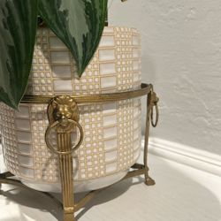 Lion Plant Holder/Pedestal Plant Stand w Clawed Feet
