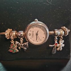 CHRISTMAS STERLING SILVER WATCH WITH CHARMS 