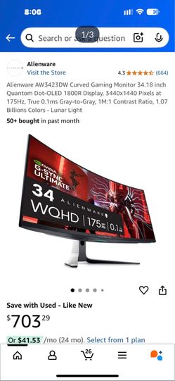 Alienware 34 175 Hertz Gaming Monitor
