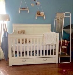 White Wooden Baby Crib
