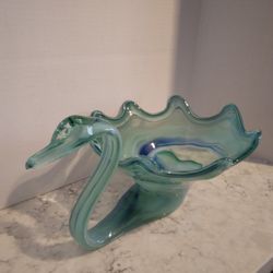 Vintage Mid Century Modern Blown Glass Swan Bowl