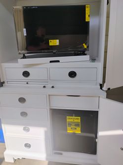 tv cabinet with new tv ,fridge