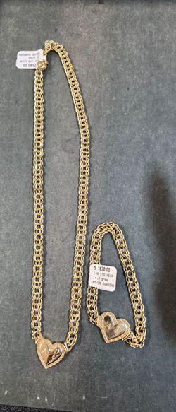 14k chino link Necklace and Bracelet