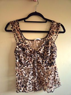 Leopard mesh y2k top