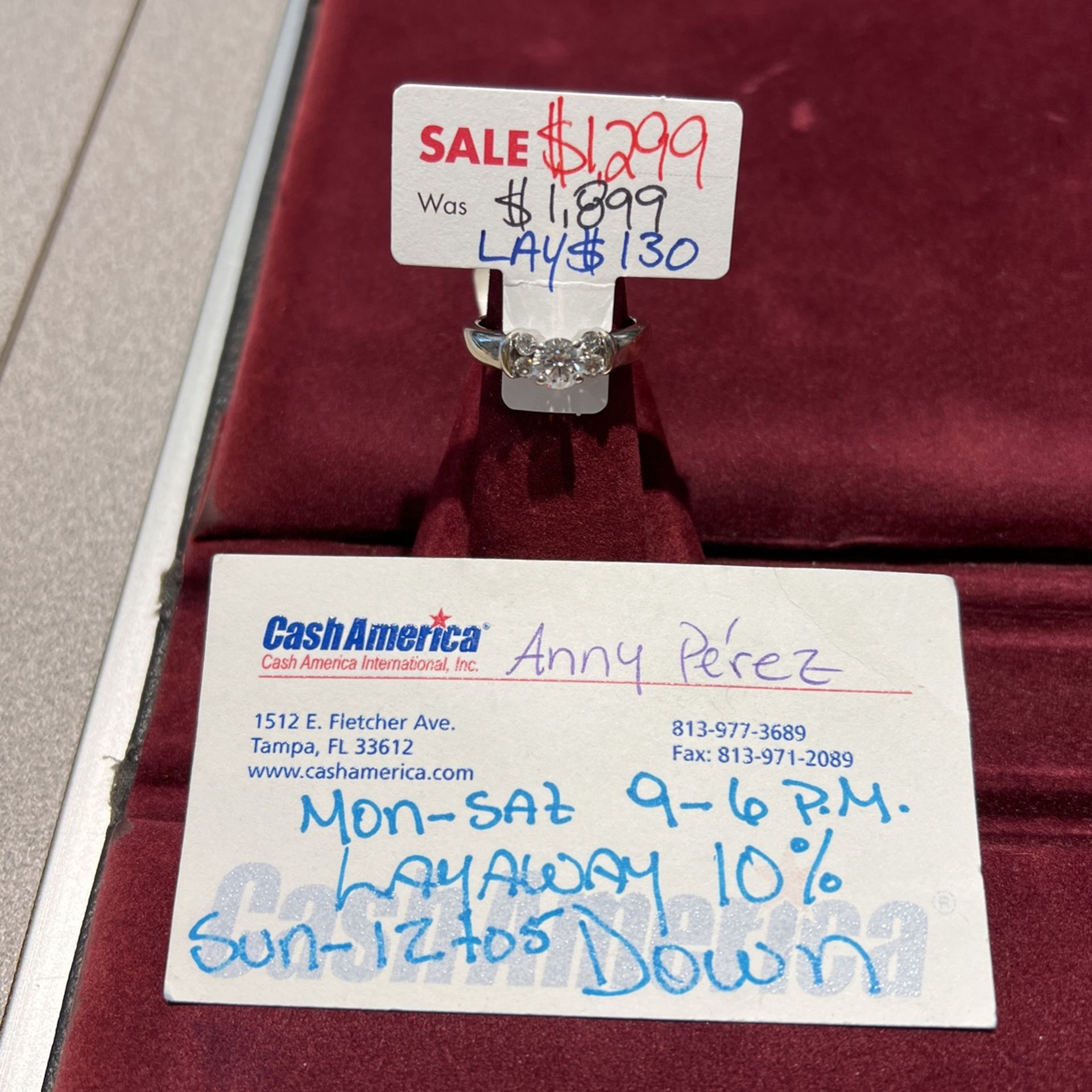 Engagement Ring 💍 14Kt White Gold Size 8.5 And 5.6 Grams