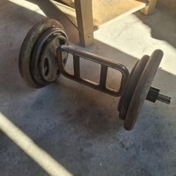 Tricep Bar and Weights