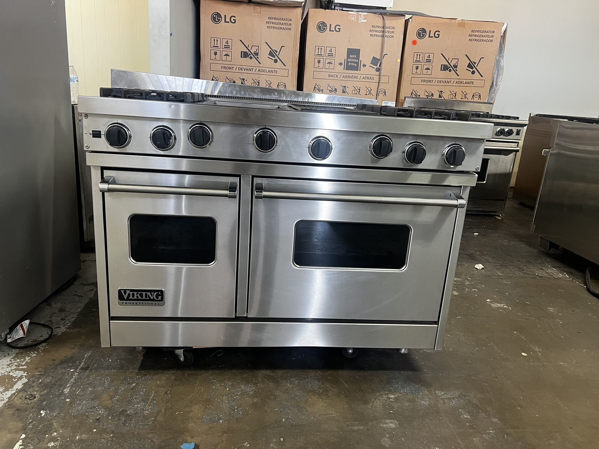 Viking 48”Wide Gas Range Stove Stainless Steel With Grill And Griddle