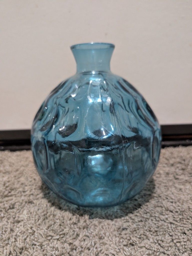 Blue/Green Glass Vase Flower Pot
