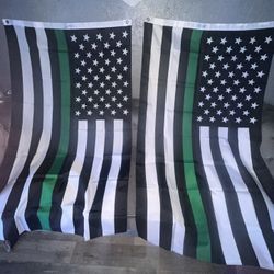 Used Thin Green Line Flag Size 3ftx5ft 