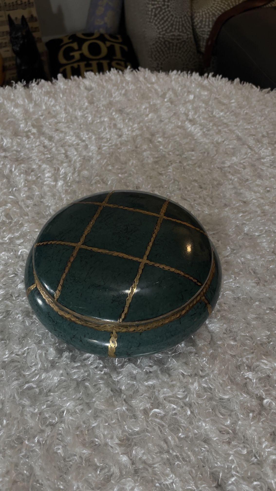 Vintage International Oklahoma Importing Co.Hand Painted Porcelain trinket W/Lid