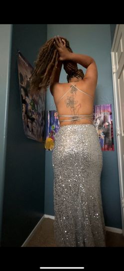 Silver Sequin Prom Dress 