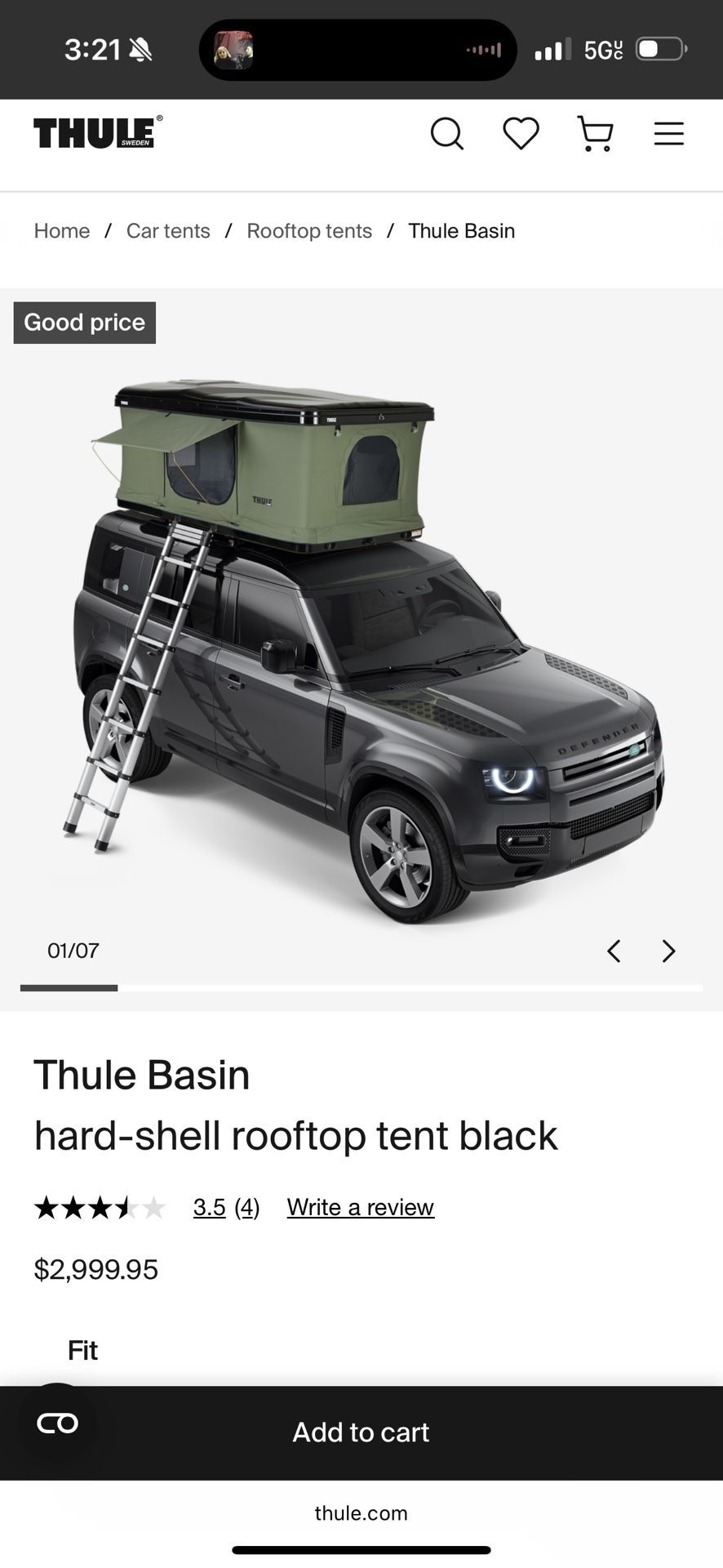Brand New Thule Basin Rooftop Tent