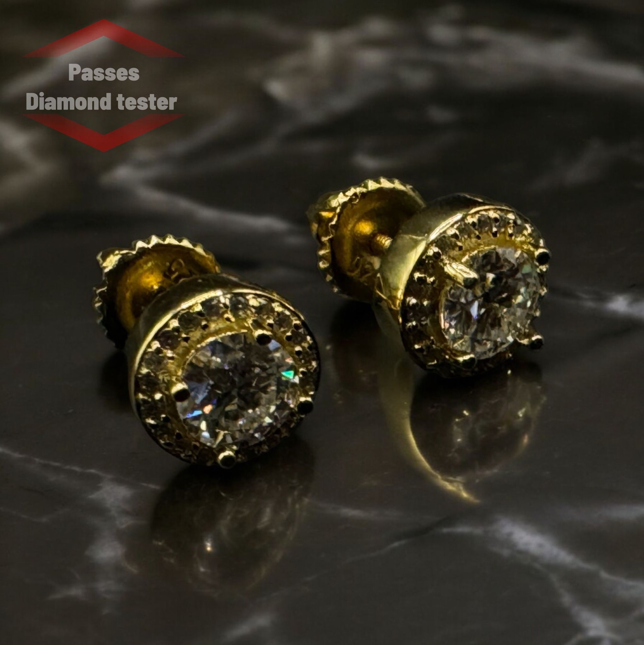 Vvs Moissanite 14k Gold Round Cut Earings 6.5mm