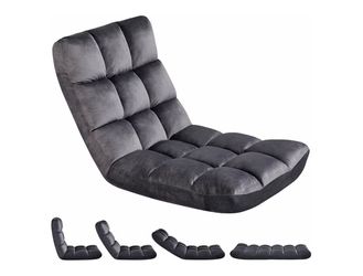 Adjustable Floor Chair with Back Support, Foldable Thick Padded Seat for Meditation&Gaming on Floor, Space Saving Lazy Lounger for Bedroom Dorm, Gray