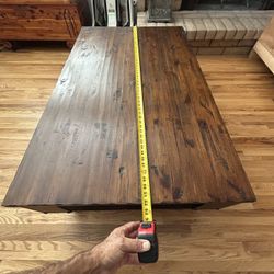 Large Coffee Table With Metal Caster Rustic Wheels 