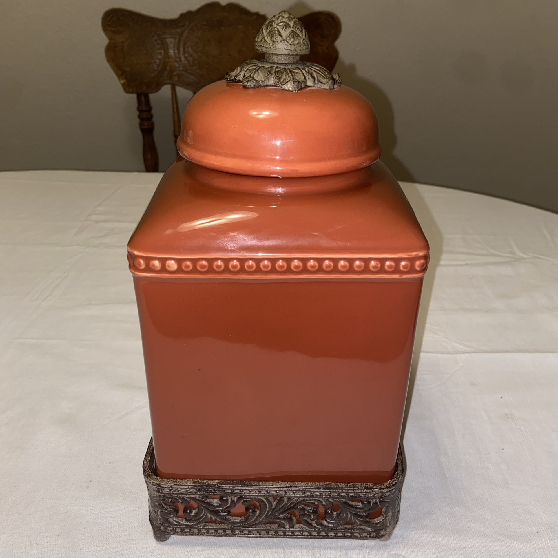 GG Collection Gracious Goods Acanthus Leaf Large Canister Red