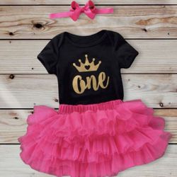 12 Months Princess/Crown 👑 ONE 1st Birthday Outfit 