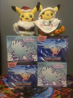 4x Pokemon TCG Elite Trainer Box lot (2 Walking Wake Temporal Forces ETBs + 2 Chaos Rising ETBs)