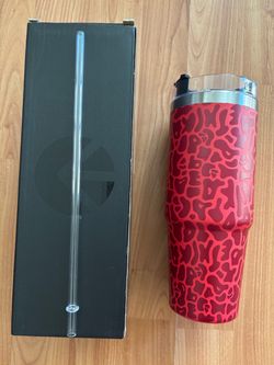 Ethika  32oz Red Leopard Print Insulated Tumbler with Straw