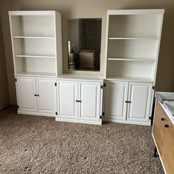 Large Shelves Unit / Stylish Bookshelf Entertainment Center with Cabinets 