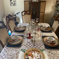 Dining room table with chairs cover And extensions