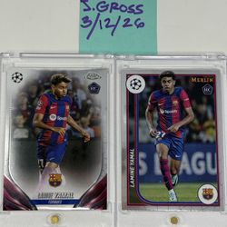 Lamine Yamal  2 RC Investment Lot / 2024 Topps Chrome And Merlin UEFA FC Barcelona