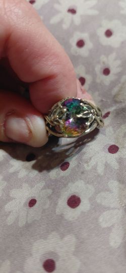 18k gold antique mystic topaz ring