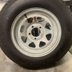 New Trailer Tire Mounted On Wheel
