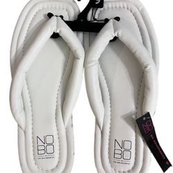 No Boundaries Puffy Thong White Flip Flop Sandals Size 9 