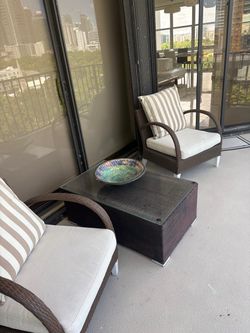 Outdoor Wicker Patio Chair Set with Coffee Table