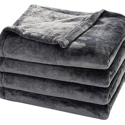 Fleece Throw Blanket, Queen (90"x90"), Dark Grey