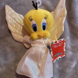 1999 Warner Bros Studio Tweety Angel Bean Bag Plush Toy - New