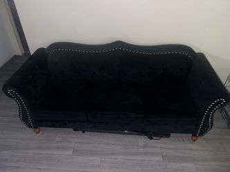 Black Velvet Tufted Sofa & Loveseat Set (3-Seater + 2-Seater)