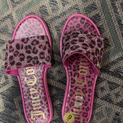 Juice Couture Pink Sparkly Slides 