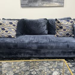Navy Velvet Sofa Set