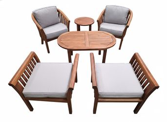 5 piece Indonesian Teak Wood Outdoor Patio Furniture Set