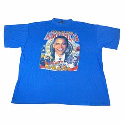 Vintage President Barack Obama God Bless America Blue T-Shirt Size 3XL XXXL USA