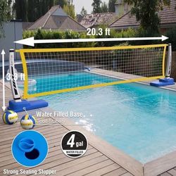 Pool Volleyball Net Set with Base, Volleyball Net for Inground Pools, Pool Games Toys for Kids and A