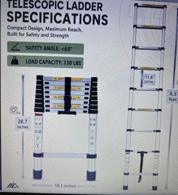 8.5 feet. PULETEHOME Telescoping Ladder