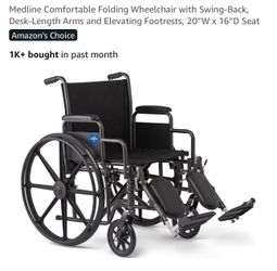Medline Comfortable Folding Wheelchair with Swing-Back
