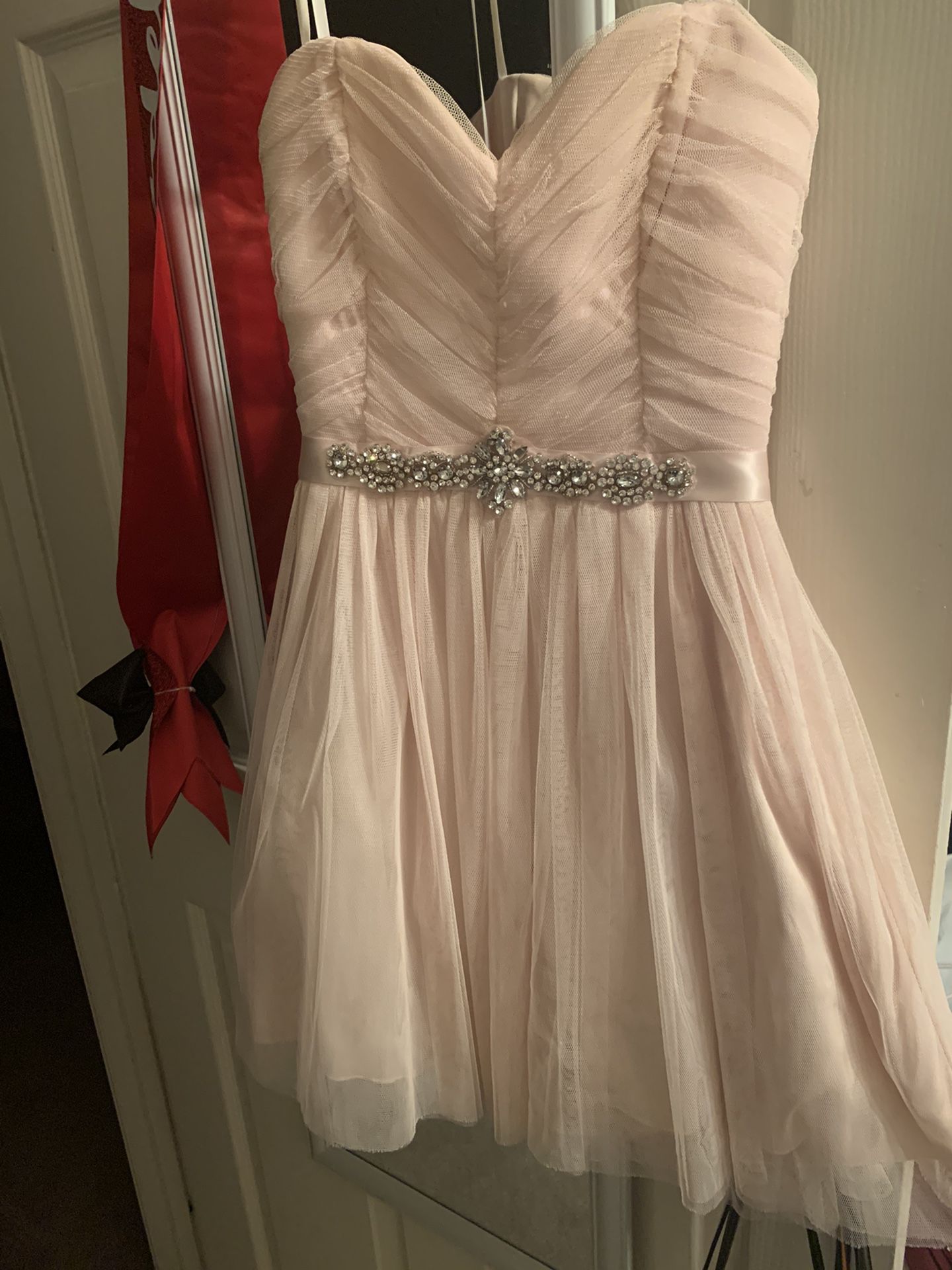 Prom or winter formal dresses . Pink , Silver, Gold
