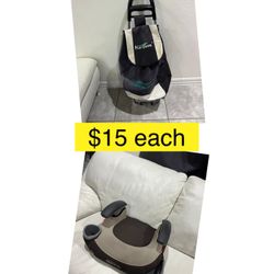 Shopping cart and booster kid car seat $15 each / Asiento niño carro, carrito supermercado $15 cada uno