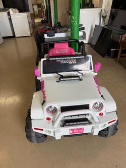 Kids Electric Ride-On Jeep White & Pink